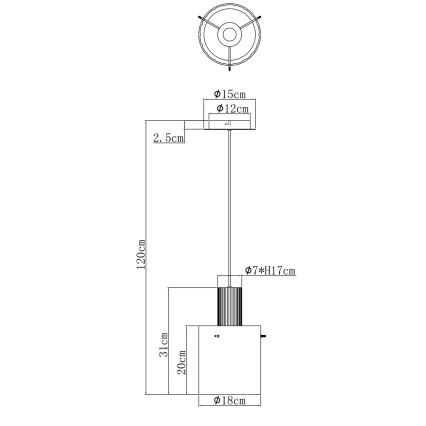Globo - Kattokruunu johdossa 1xE27/40W/230V halkaisija 18 cm ruskea