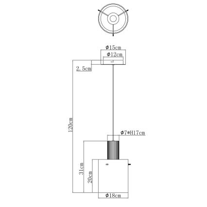 Globo - Kattokruunu johdossa 1xE27/40W/230V halkaisija 18 cm valkoinen