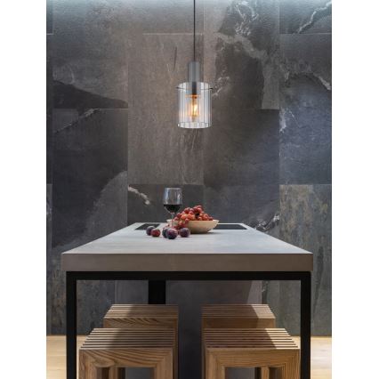 Globo - Kattokruunu johdossa 1xE27/40W/230V halkaisija 18 cm harmaa