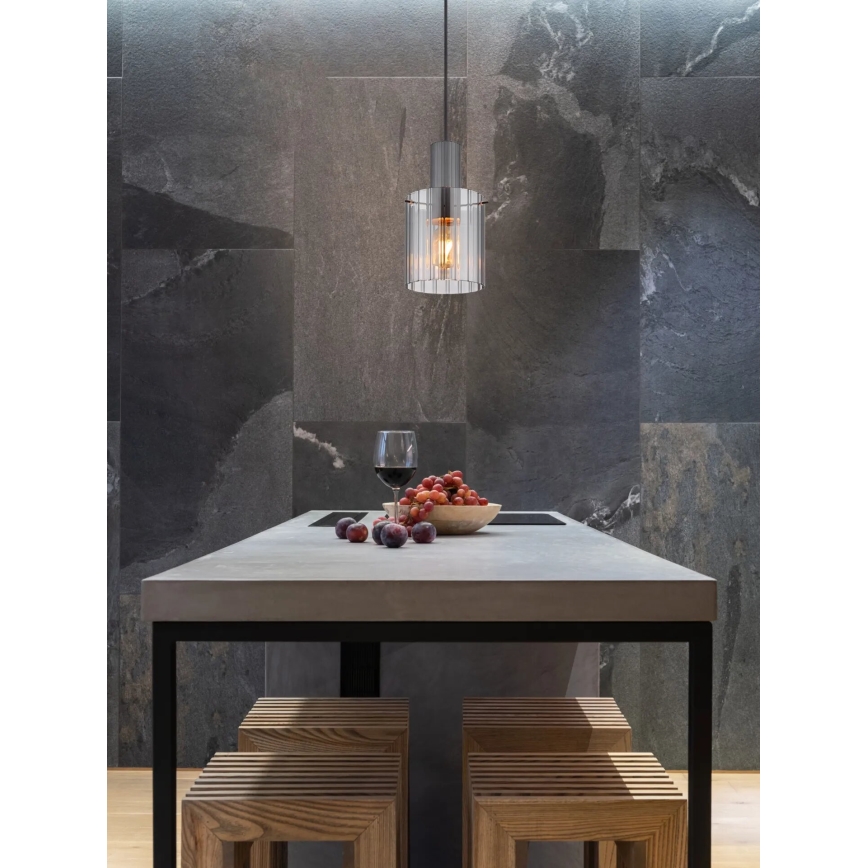 Globo - Kattokruunu johdossa 1xE27/40W/230V halkaisija 18 cm harmaa