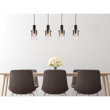 Globo - Kattokruunu johdossa 4xE27/40W/230V musta