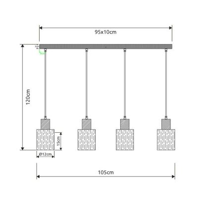 Globo - Riippuvalaisin kaapelilla 4xE27/40W/230V