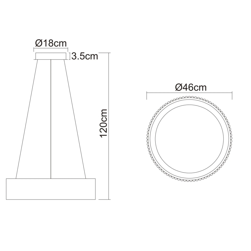Globo - LED-riippuvalaisin kaapelilla LED/45W/230V 2700/4000/6000K halkaisija 46 cm musta