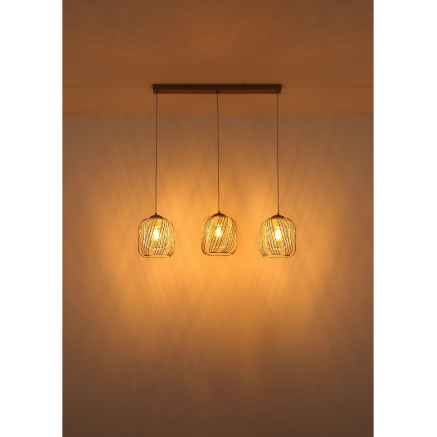 Globo - Riippuvalaisin kaapelilla 3xE27/40W/230V beige/valkoinen