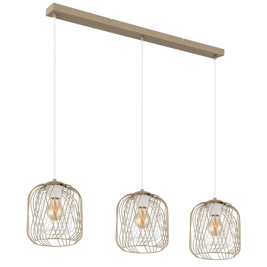 Globo - Riippuvalaisin kaapelilla 3xE27/40W/230V beige/valkoinen