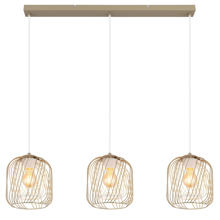Globo - Riippuvalaisin kaapelilla 3xE27/40W/230V beige/valkoinen