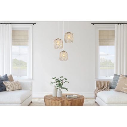 Globo - Riippuvalaisin vaijerilla 3xE27/40W/230V beige/valkoinen