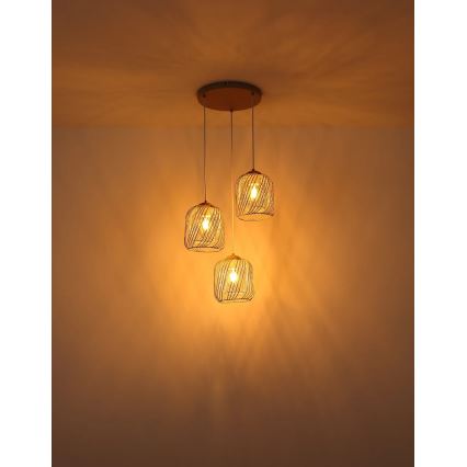 Globo - Riippuvalaisin vaijerilla 3xE27/40W/230V beige/valkoinen