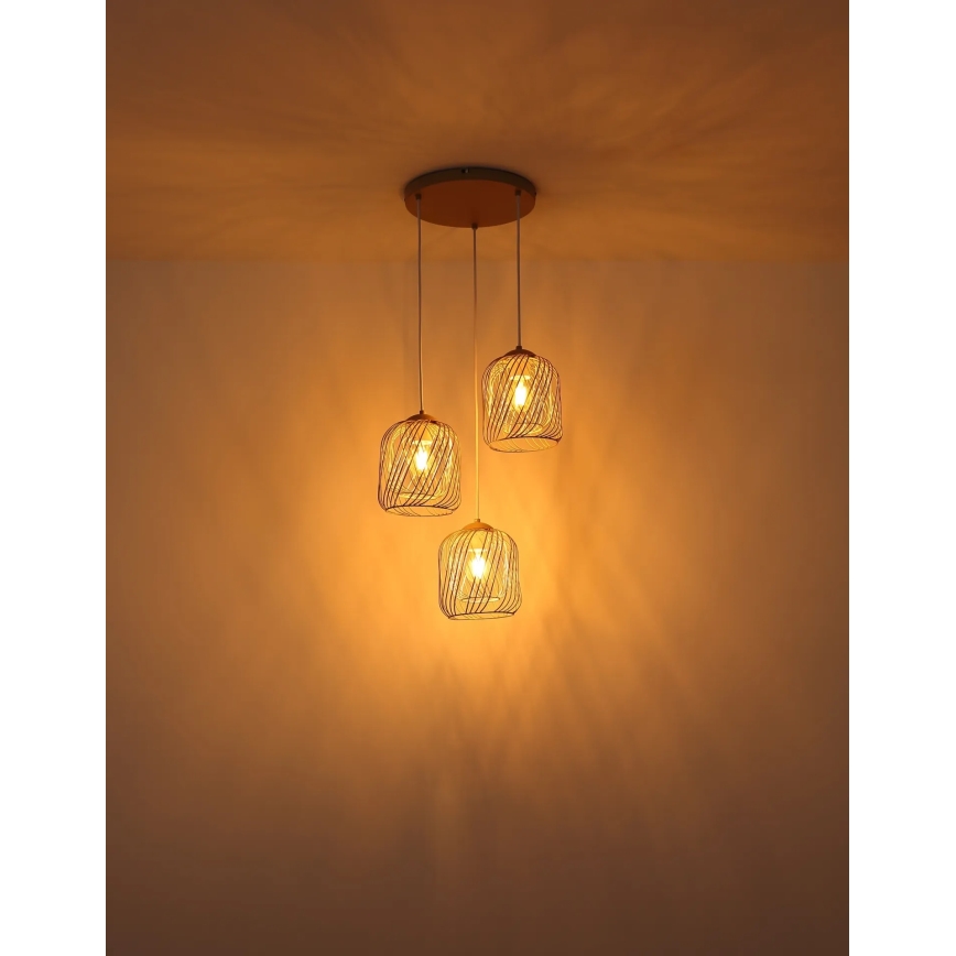Globo - Riippuvalaisin vaijerilla 3xE27/40W/230V beige/valkoinen