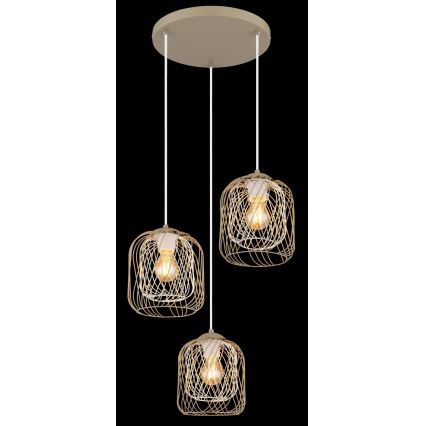 Globo - Riippuvalaisin vaijerilla 3xE27/40W/230V beige/valkoinen