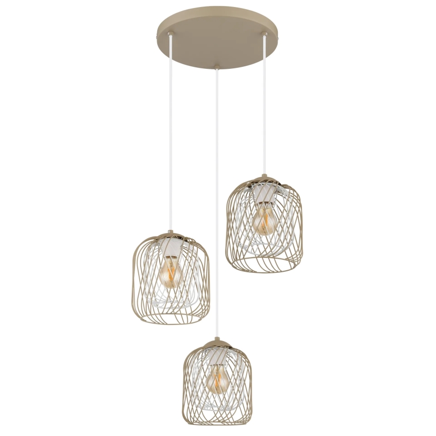 Globo - Riippuvalaisin vaijerilla 3xE27/40W/230V beige/valkoinen