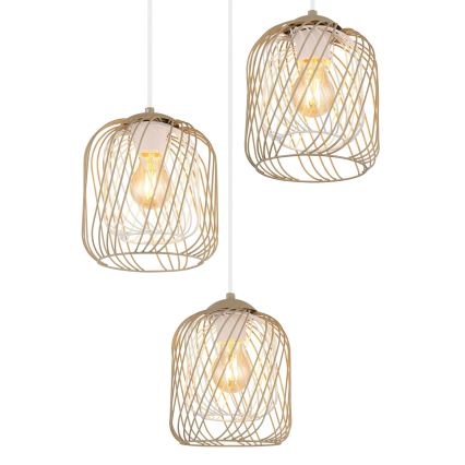 Globo - Riippuvalaisin vaijerilla 3xE27/40W/230V beige/valkoinen