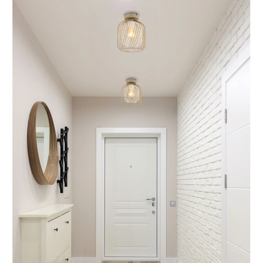 Globo - Kattovalaisin 1xE27/40W/230V halkaisija 18 cm beige/valkoinen