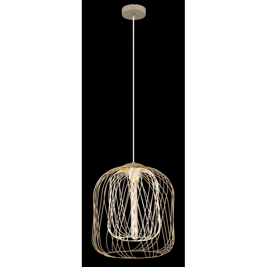 Globo - Riippuvalaisin vaijerilla 1xE27/40W/230V, halkaisija 35 cm, beige/valkoinen