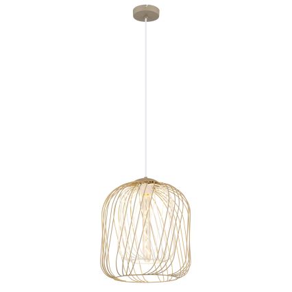 Globo - Riippuvalaisin vaijerilla 1xE27/40W/230V, halkaisija 35 cm, beige/valkoinen