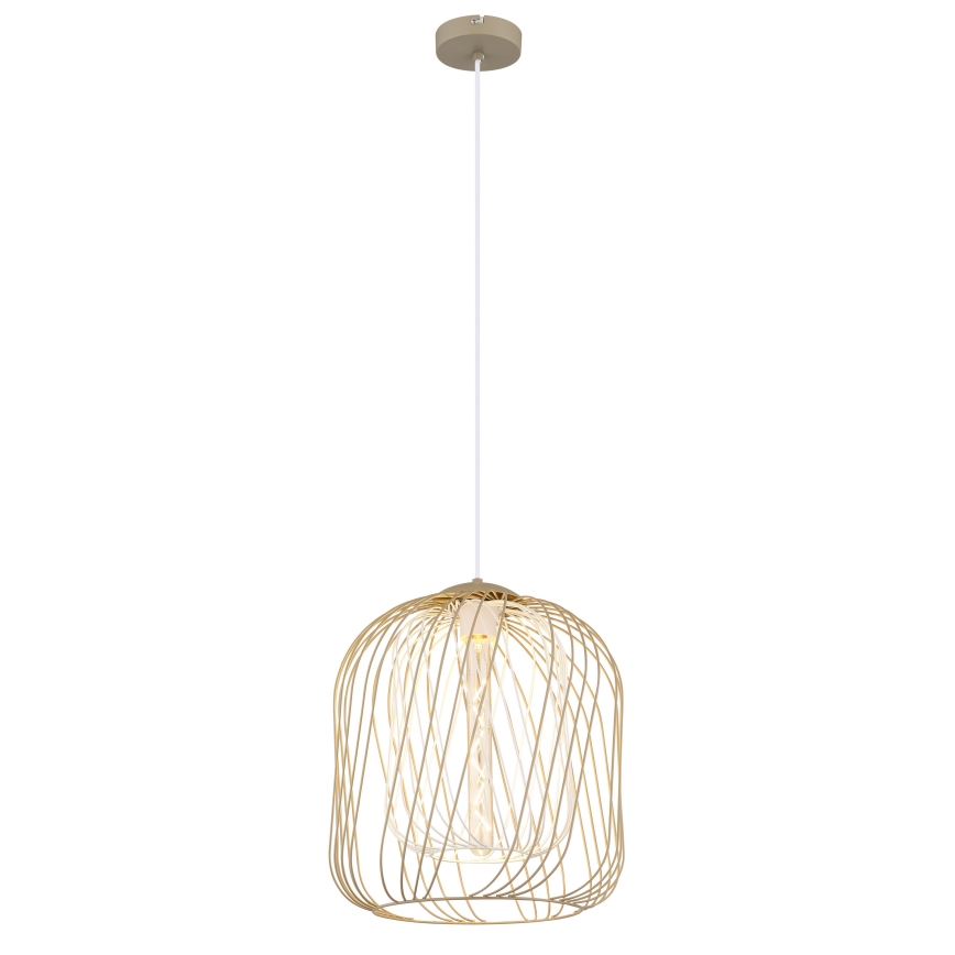 Globo - Riippuvalaisin vaijerilla 1xE27/40W/230V, halkaisija 35 cm, beige/valkoinen