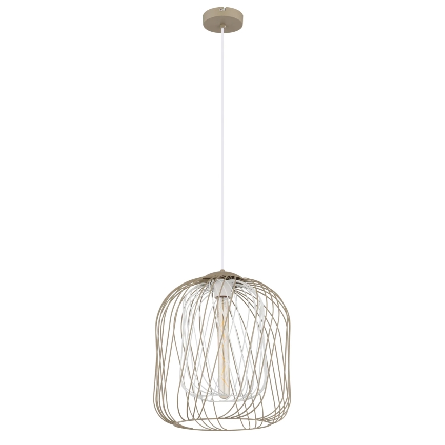 Globo - Riippuvalaisin vaijerilla 1xE27/40W/230V, halkaisija 35 cm, beige/valkoinen