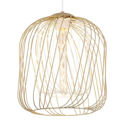 Globo - Riippuvalaisin vaijerilla 1xE27/40W/230V, halkaisija 35 cm, beige/valkoinen
