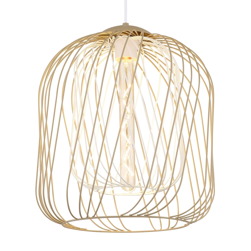Globo - Riippuvalaisin vaijerilla 1xE27/40W/230V, halkaisija 35 cm, beige/valkoinen