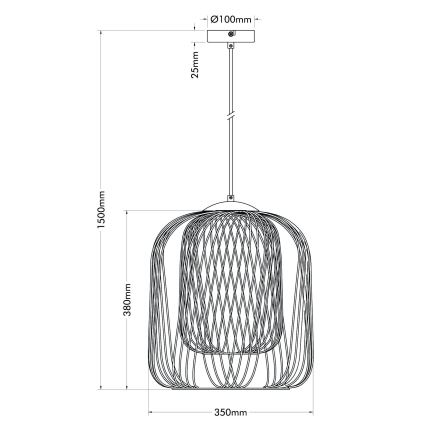 Globo - Riippuvalaisin vaijerilla 1xE27/40W/230V, halkaisija 35 cm, beige/valkoinen