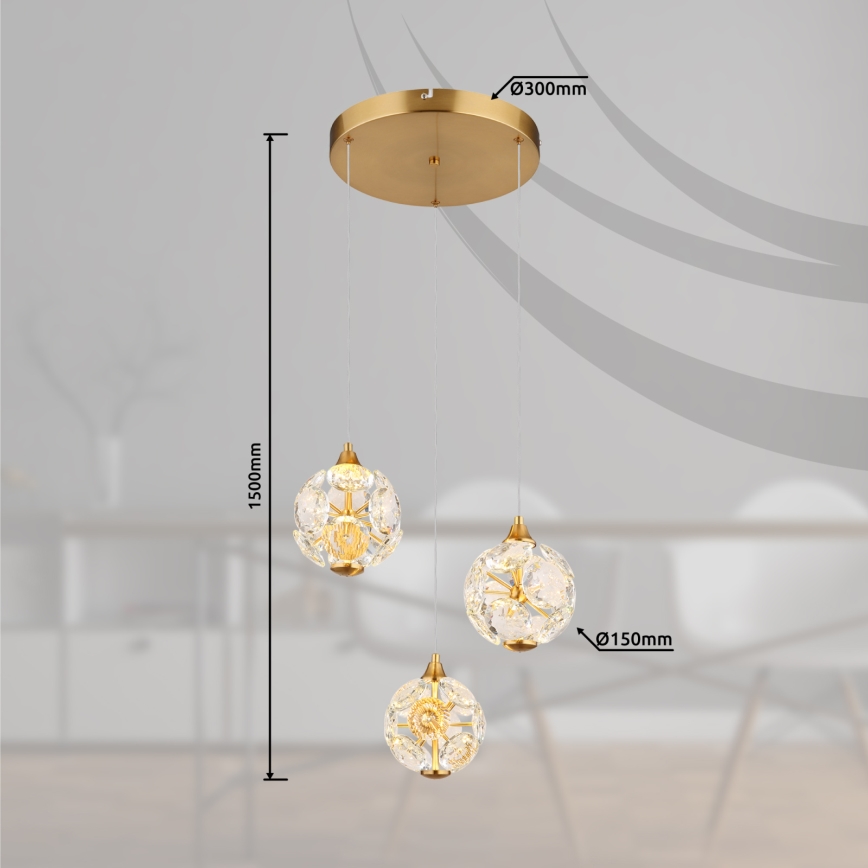 Globo - LED-riippuvalaisin langalla LED/24W/230V 3000K kultainen