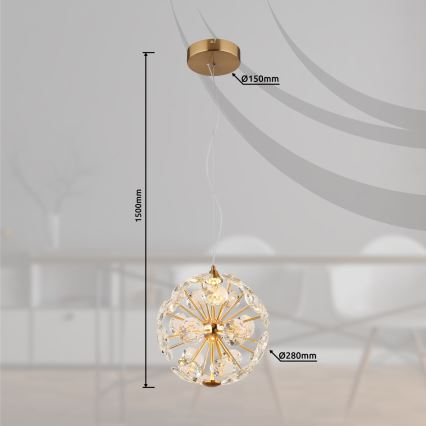 Globo - LED-riippuvalaisin vaijerilla LED/12W/230V 3000K kultainen