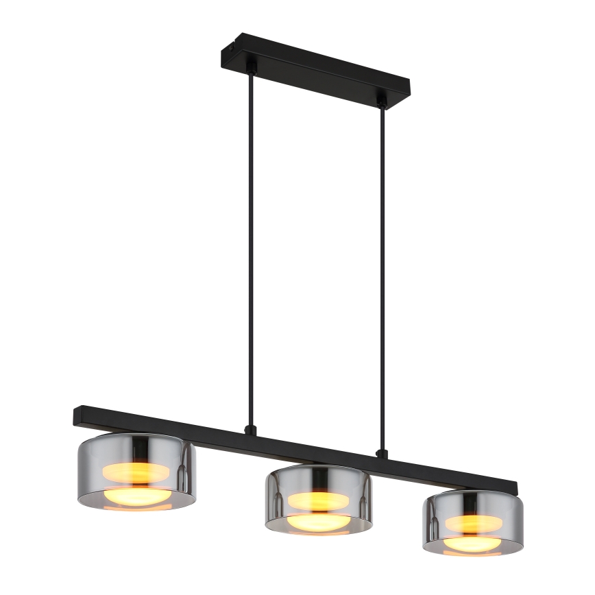 Globo - LED-kattokruunu johdossa 3xGX53/6W/230V savuinen/musta