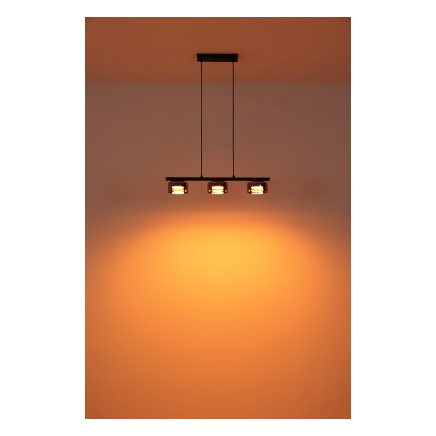 Globo - LED-kattokruunu johdossa 3xGX53/6W/230V savuinen/musta