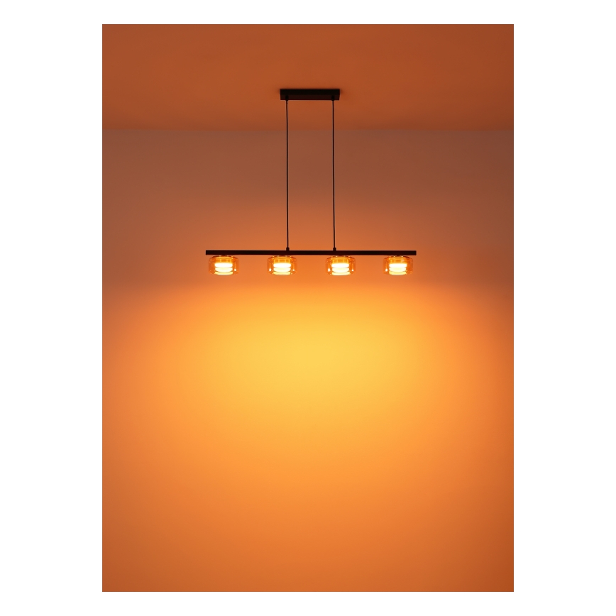 Globo - LED-kattokruunu johdossa 4xGX53/6W/230V savuinen/ruskea