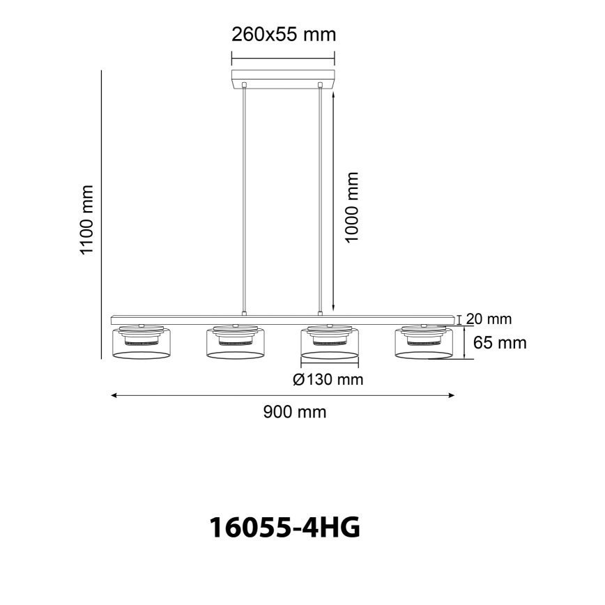 Globo - LED-kattokruunu johdossa 4xGX53/6W/230V savuinen/ruskea