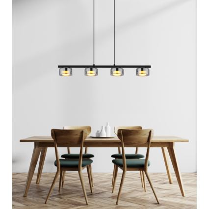 Globo - LED-kattokruunu johdossa 4xGX53/6W/230V savuinen/musta