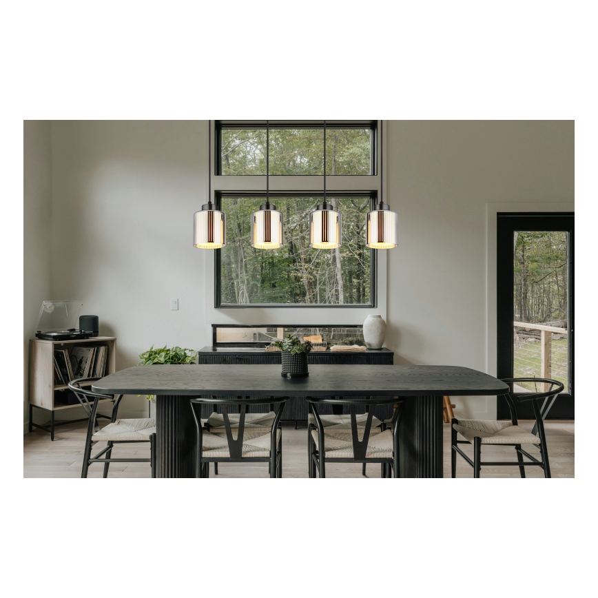 Globo - Kattokruunu johdossa 4xE27/60W/230V kiiltävä kromi