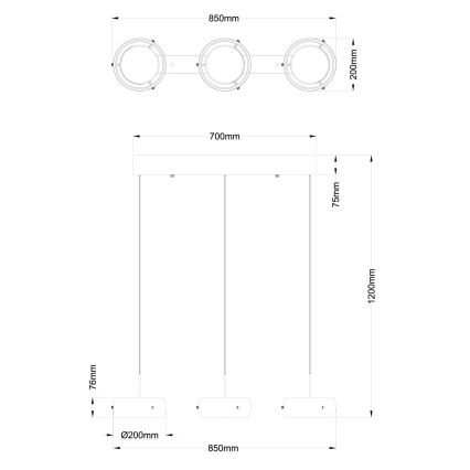 Globo - LED-riippuvalaisin vaijerilla LED/30W/230V 3000K