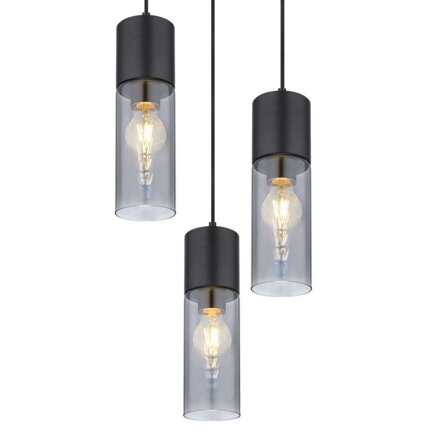 Globo - Kattokruunu johdossa 3xE27/25W/230V halkaisija 30 cm musta