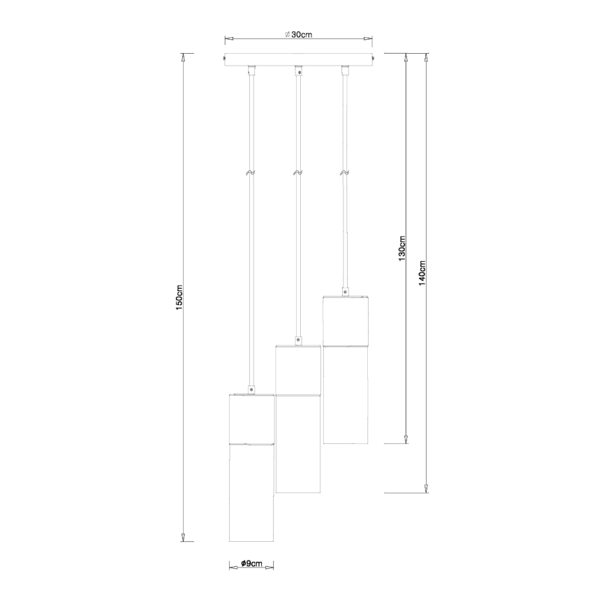 Globo - Kattokruunu johdossa 3xE27/25W/230V halkaisija 30 cm musta