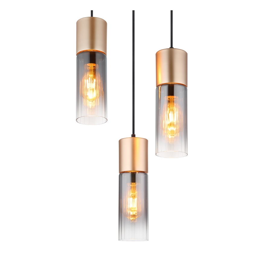 Globo - Pronssinvärinen riippuvalaisin kaapelilla, 3 x E27 / 25 W / 230 V, Ø 30 cm