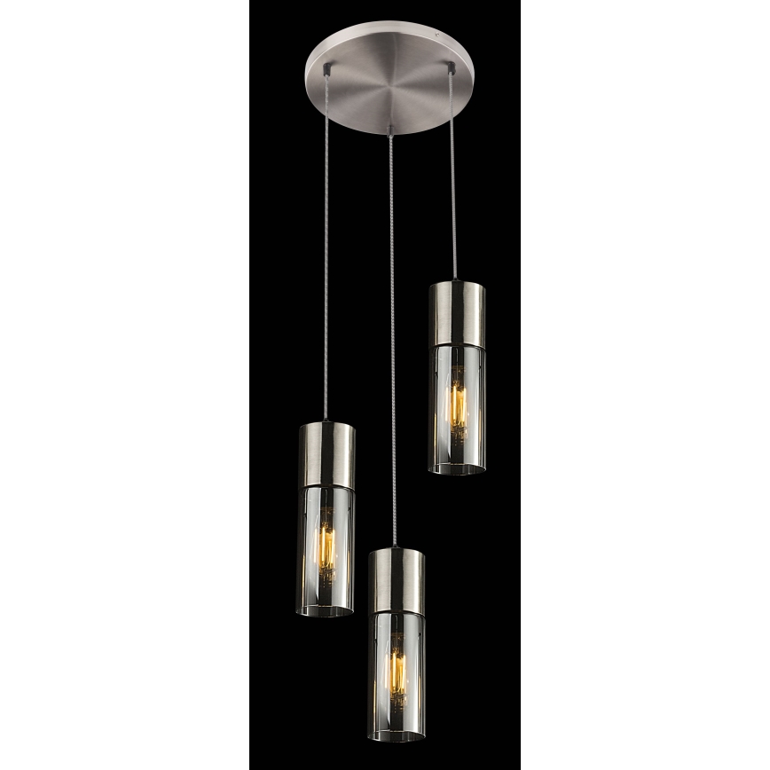 Globo - Kattokruunu johdossa 3xE27/25W/230V halkaisija 30 cm mattakromi