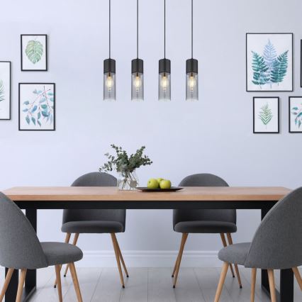 Globo - Kattokruunu johdossa 4xE27/25W/230V musta