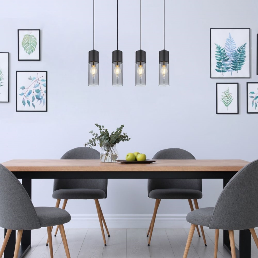 Globo - Kattokruunu johdossa 4xE27/25W/230V musta