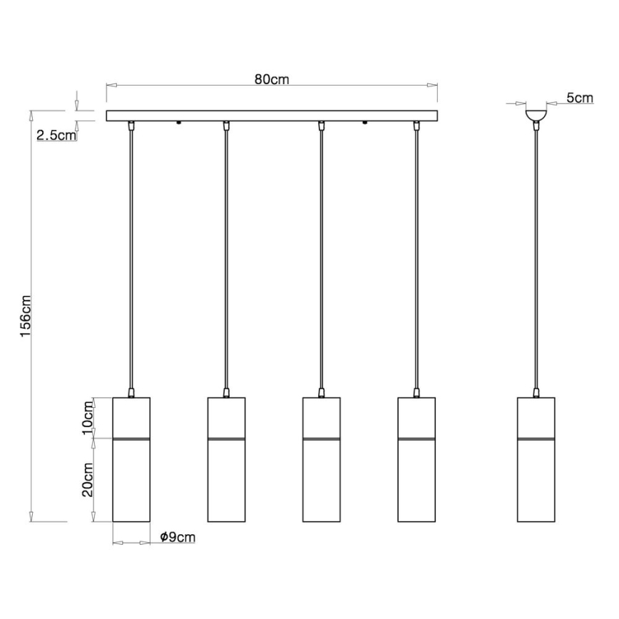 Globo - Kattokruunu johdossa 4xE27/25W/230V musta