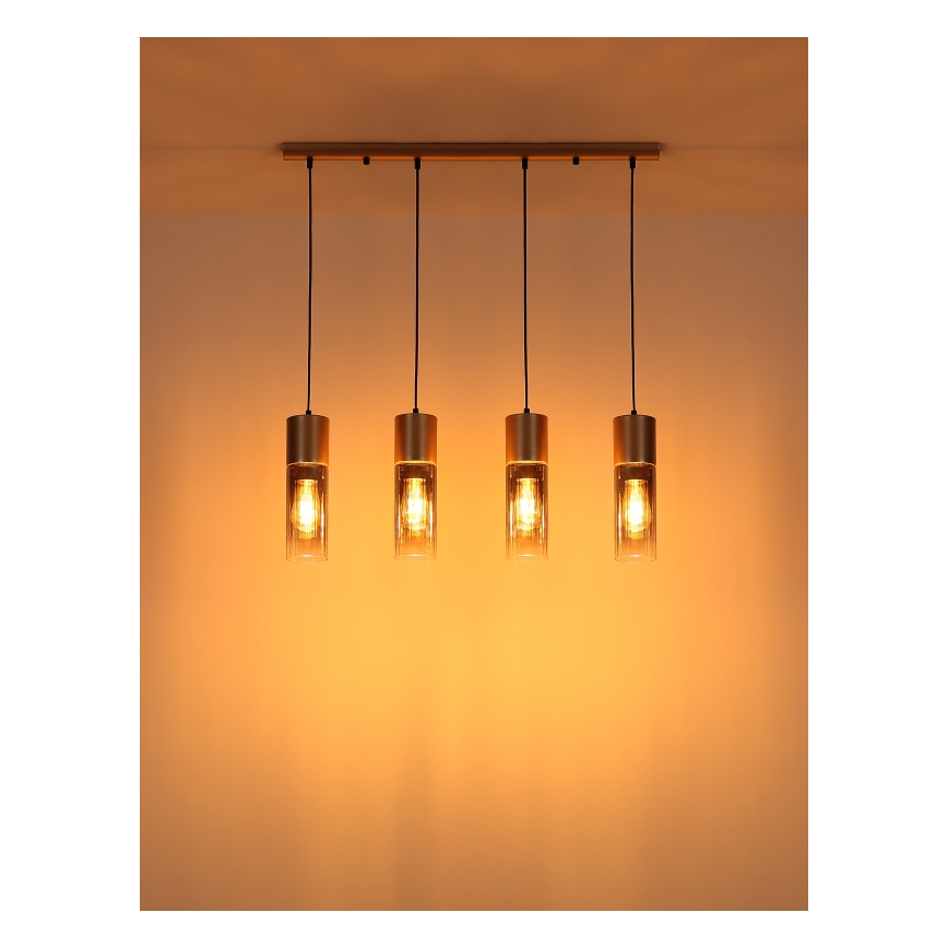 Globo - Langalla ripustettava riippuvalaisin 4xE27/25W/230V pronssinvärinen