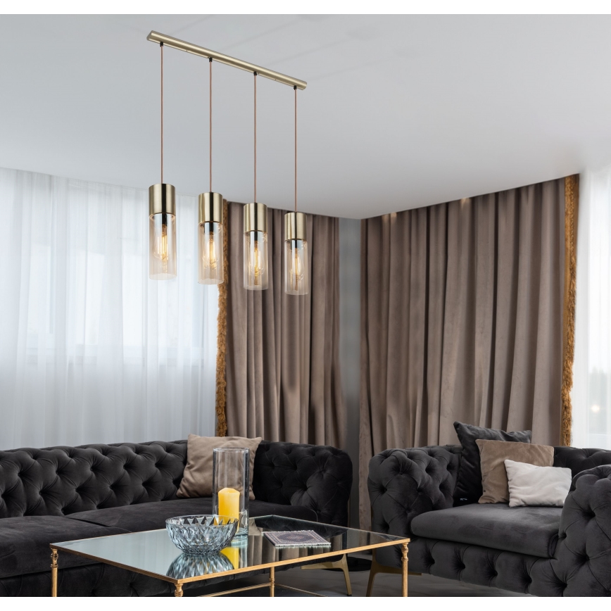 Globo - Kattokruunu johdossa 4xE27/25W/230V messinki