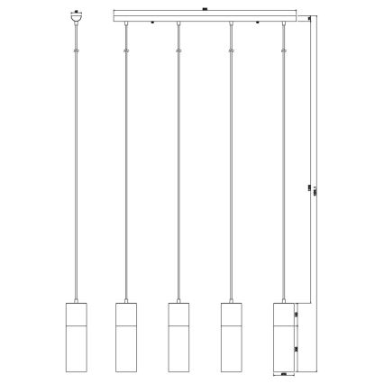 Globo - Kattokruunu johdossa 4xE27/25W/230V messinki