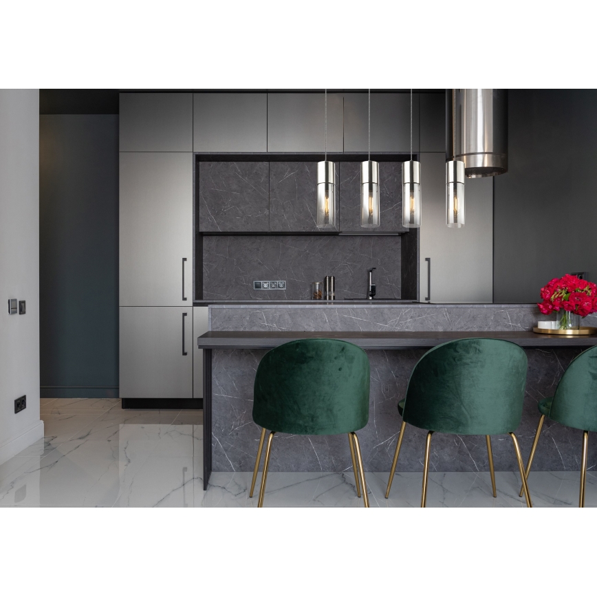 Globo - Kattokruunu johdossa 4xE27/25W/230V mattakromi