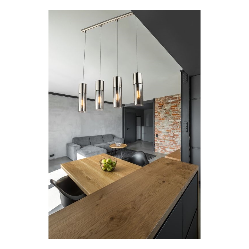 Globo - Kattokruunu johdossa 4xE27/25W/230V mattakromi