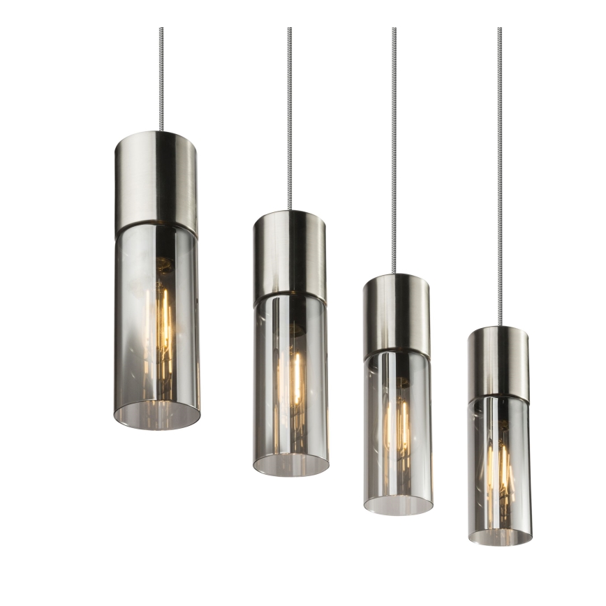 Globo - Kattokruunu johdossa 4xE27/25W/230V mattakromi