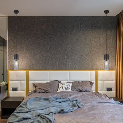 Globo - Kattokruunu johdossa 1xE27/25W/230V halkaisija 10,5 cm musta