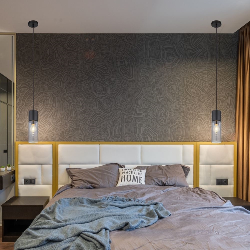 Globo - Kattokruunu johdossa 1xE27/25W/230V halkaisija 10,5 cm musta