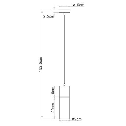 Globo - Kattokruunu johdossa 1xE27/25W/230V halkaisija 10,5 cm musta
