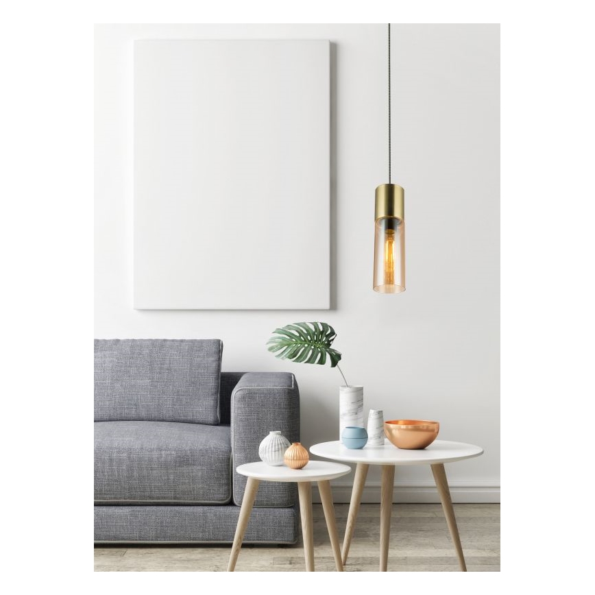 Globo - Kattokruunu johdossa 1xE27/25W/230V halkaisija 10,5 cm messinki